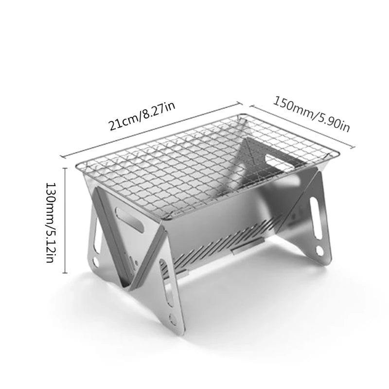 Fogão Dobrável para Churrasco Essencial – Aço Inoxidável, Portátil e Resistente